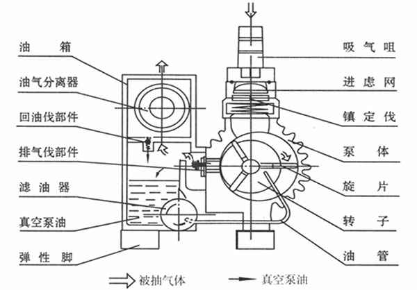 XD单级旋片式真空泵结构图
